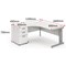 Impulse 1600mm Corner Desk, Left Hand, White Cable Managed Leg, Walnut, With 600mm Deep Desk High Pedestal
