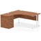 Impulse 1600mm Corner Desk with 600mm Desk High Pedestal, Left Hand, White Cantilever Leg, Walnut