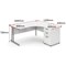Impulse 1600mm Corner Desk with 600mm Desk High Pedestal, Right Hand, White Cantilever Leg, Beech