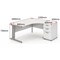 Impulse 1600mm Corner Desk, Right Hand, White Cable Managed Leg, Grey Oak, With 600mm Deep Desk High Pedestal