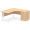 Impulse 1600mm Corner Desk with 600mm Desk High Pedestal, Right Hand, White Cantilever Leg, Maple