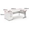 Impulse 1600mm Corner Desk, Right Hand, White Cantilever Leg, Oak, With 800mm Deep Desk High Pedestal