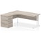 Impulse 1800mm Corner Desk with 600mm Desk High Pedestal, Left Hand, White Cantilever Leg, Grey Oak