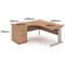 Impulse 1800mm Corner Desk, Left Hand, White Cable Managed Leg, Oak, With 600mm Deep Desk High Pedestal