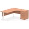 Impulse 1800mm Corner Desk with 600mm Desk High Pedestal, Right Hand, White Cantilever Leg, Beech