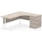 Impulse 1800mm Corner Desk with 600mm Desk High Pedestal, Right Hand, White Cantilever Leg, Grey Oak