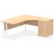 Impulse 1800mm Corner Desk with 600mm Desk High Pedestal, Right Hand, White Cantilever Leg, Maple