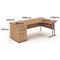 Impulse 1800mm Corner Desk, Right Hand, White Cantilever Leg, Walnut, With 800mm Deep Desk High Pedestal