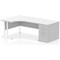 Impulse 1600mm Corner Desk, Left Hand, White Cantilever Leg, White, With 800mm Deep Desk High Pedestal