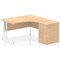Impulse 1400mm Corner Desk with 600mm Desk High Pedestal, Right Hand, White Cantilever Leg, Maple