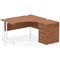 Impulse 1400mm Corner Desk with 600mm Desk High Pedestal, Right Hand, White Cantilever Leg, Walnut