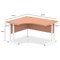 Impulse 1400mm Corner Desk with 800mm Desk High Pedestal, Left Hand, White Cantilever Leg, Beech