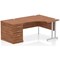 Impulse 1400mm Corner Desk with 800mm Desk High Pedestal, Right Hand, Silver Cantilever Leg, Walnut