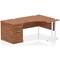 Impulse 1400mm Corner Desk with 800mm Desk High Pedestal, Right Hand, White Cantilever Leg, Walnut