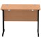 Impulse 1000mm Slim Rectangular Desk, Black Cantilever Leg, Oak