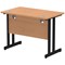 Impulse 1000mm Slim Rectangular Desk, Black Cantilever Leg, Oak