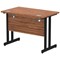 Impulse 1000mm Slim Rectangular Desk, Black Cantilever Leg, Walnut