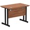 Impulse 1000mm Slim Rectangular Desk, Black Cantilever Leg, Walnut