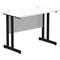 Impulse 1000mm Slim Rectangular Desk, Black Cantilever Leg, White