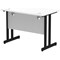 Impulse 1000mm Slim Rectangular Desk, Black Cantilever Leg, White