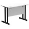 Impulse 1000mm Slim Rectangular Desk, Black Cantilever Leg, White
