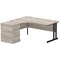 Impulse 1600mm Corner Desk with 600mm Desk High Pedestal, Left Hand, Black Cantilever Leg, Grey Oak