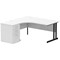 Impulse 1600mm Corner Desk with 600mm Desk High Pedestal, Left Hand, Black Cantilever Leg, White