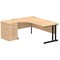 Impulse 1800mm Corner Desk with 600mm Desk High Pedestal, Left Hand, Black Cantilever Leg, Maple