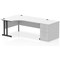 Impulse 1800mm Corner Desk, Left Hand, Black Cantiever Leg, White, With 800mm Deep Desk High Pedestal