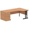 Impulse 1600mm Corner Desk with 800mm Desk High Pedestal, Right Hand, Black Cantilever Leg, Oak