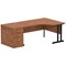 Impulse 1600mm Corner Desk with 800mm Desk High Pedestal, Right Hand, Black Cantilever Leg, Walnut