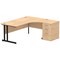 Impulse 1800mm Corner Desk with 600mm Desk High Pedestal, Right Hand, Black Cantilever Leg, Maple