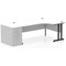 Impulse 1800mm Corner Desk, Right Hand, Black Cantiever Leg, White, With 800mm Deep Desk High Pedestal