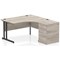 Impulse 1400mm Corner Desk with 600mm Desk High Pedestal, Right Hand, Black Cantilever Leg, Grey Oak