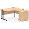 Impulse 1400mm Corner Desk with 600mm Desk High Pedestal, Right Hand, Black Cantilever Leg, Maple