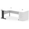 Impulse 1600mm Corner Desk, Left Hand, Black Cable Managed Leg, White, With 800mm Deep Desk High Pedestal