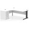 Impulse 1800mm Corner Desk, Left Hand, Black Cable Managed Leg, White, With 600mm Deep Desk High Pedestal