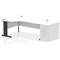 Impulse 1800mm Corner Desk, Left Hand, Black Cable Managed Leg, White, With 800mm Deep Desk High Pedestal