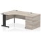 Impulse 1400mm Corner Desk with 800mm Desk High Pedestal, Left Hand, Black Cable Managed Leg, Grey Oak