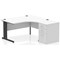 Impulse 1400mm Corner Desk with 600mm Desk High Pedestal, Right Hand, Black Cable Managed Leg, White