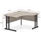 Impulse 1400mm Corner Desk with 800mm Desk High Pedestal, Right Hand, Black Cable Managed Leg, Grey Oak