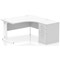 Impulse 1400mm Corner Desk with 600mm Desk High Pedestal, Right Hand, White Cable Managed Leg, White