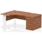 Impulse 1400mm Corner Desk with 800mm Desk High Pedestal, Left Hand, White Cable Managed Leg, Walnut