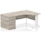 Impulse 1400mm Corner Desk with 800mm Desk High Pedestal, Right Hand, White Cable Managed Leg, Grey Oak