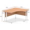 Impulse 1400mm Corner Desk with 800mm Desk High Pedestal, Right Hand, White Cable Managed Leg, Oak