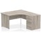 Impulse 1400mm Corner Desk with 600mm Desk High Pedestal, Right Hand, Panel End Leg, Grey Oak