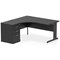 Impulse 1600mm Corner Desk, Left Hand, Black Cable Managed Leg, Black, With 600mm Deep Desk High Pedestal