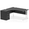 Impulse 1600mm Corner Desk with 600mm Desk High Pedestal, Left Hand, White Cantilever Leg, Black