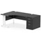 Impulse 1600mm Corner Desk, Left Hand, White Cable Managed Leg, Black, With 800mm Deep Desk High Pedestal