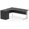Impulse 1800mm Corner Desk with 600mm Desk High Pedestal, Left Hand, Silver Cantilever Leg, Black